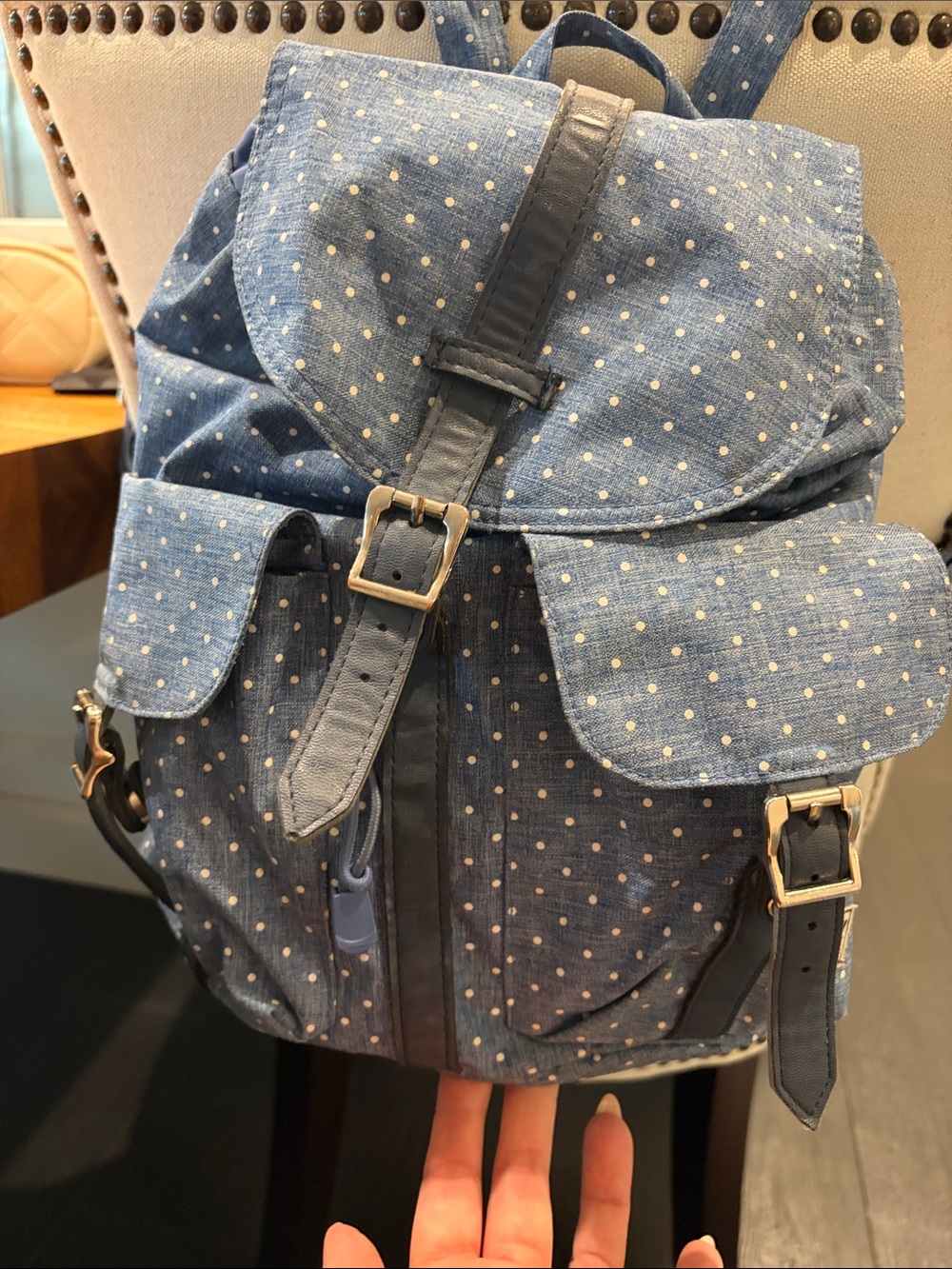 HERSCHEL Denim Blue Polka Dot Backpack